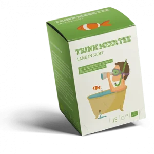 Trink Meer Tee LAND IN SICHT Bio Kräutertee Mandarine Vanille, 15 Kissenbeutel, Fruchtiger Premium Früchtetee mit Sanddorn, Fenchel & Melisse – handgenähte Kissenbeutel