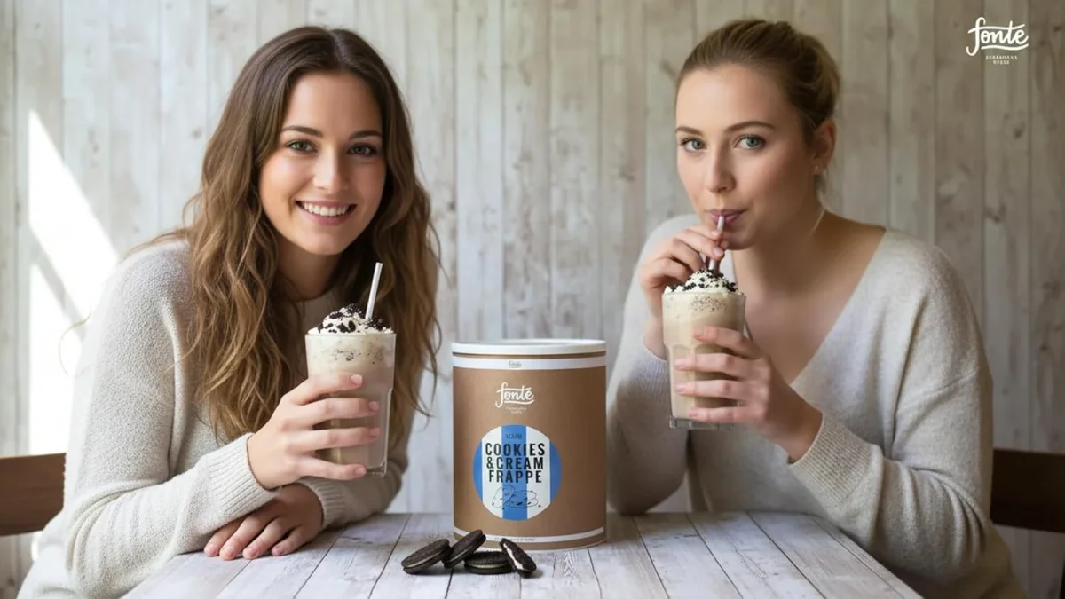 Fonte Cookies & Cream Frappé, Veganes Getränkepulver, 2 kg eisgekühlten Geschmack - Sommerdrink – Bild 6