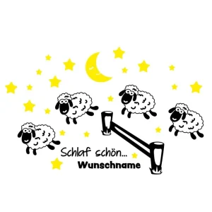 Wandtattoo Kinderzimmer Schaf Schäfchen zählen Mond Sterne