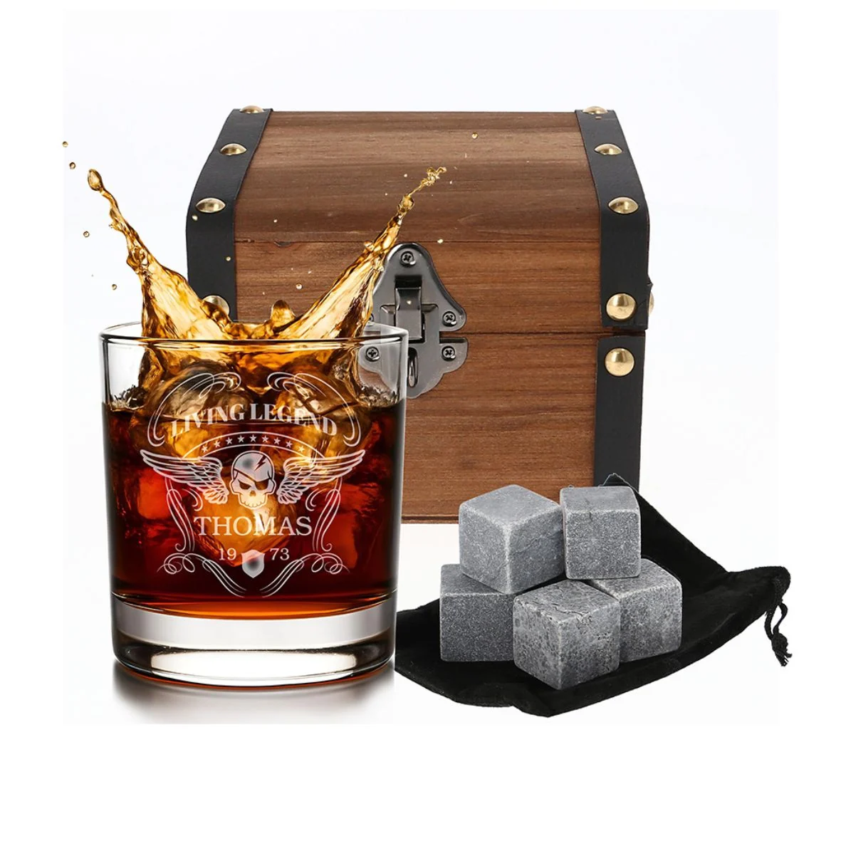 Personalisiertes Whiskey Glas "LIVING LEGEND" - Wunschname und Geburtsjahr – Bild 3