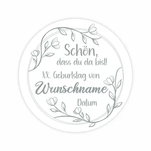 Personalisierte Aufkleber "Blumenzweig"- 24 Stück - 4,5cm
