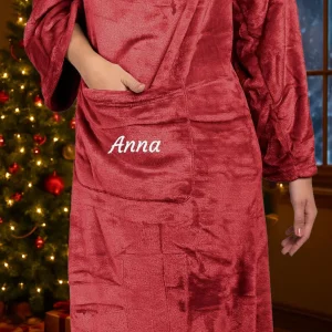 Kuscheldecke Personalisiert mit Namen - dunkelrot