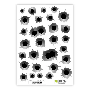 Einschusslöcher Aufkleber Set in 3D Optik - Sticker Bullet-Holes - für Auto, Roller, Moped, Fahrrad, Laptop