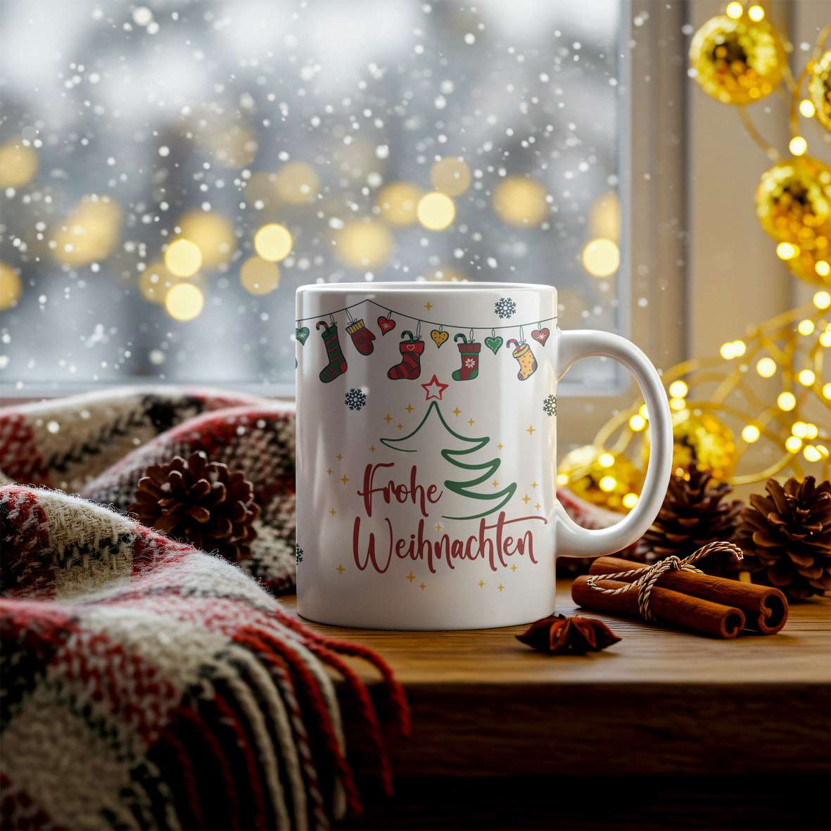 Weihnachtstasse - Personalisiert mit Wunschtext | Frohe Weihnachten – Bild 4