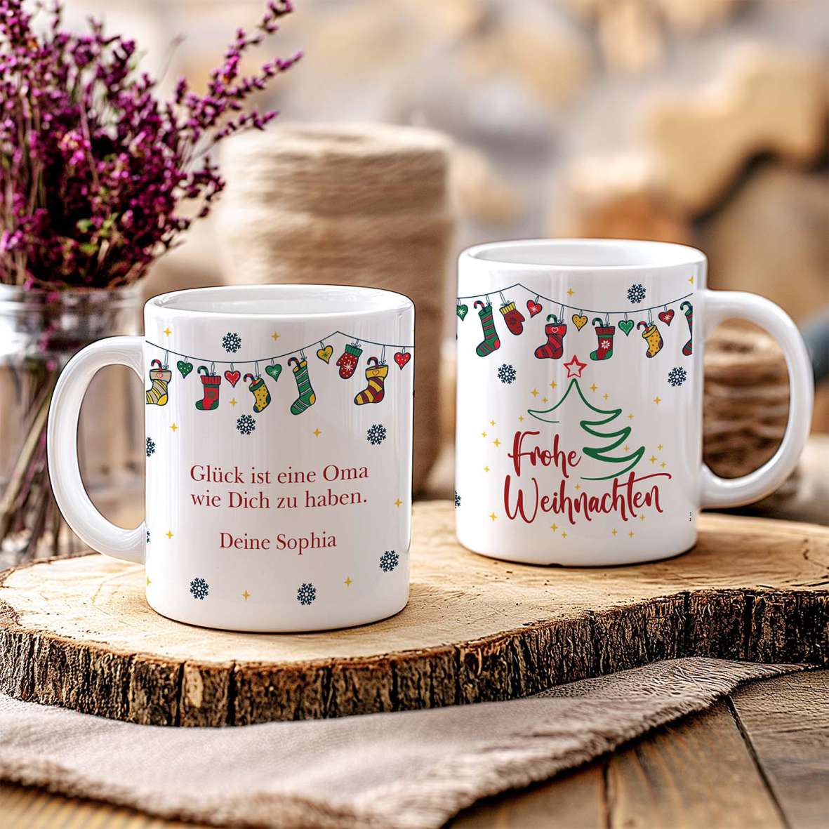 Weihnachtstasse - Personalisiert mit Wunschtext | Frohe Weihnachten – Bild 2