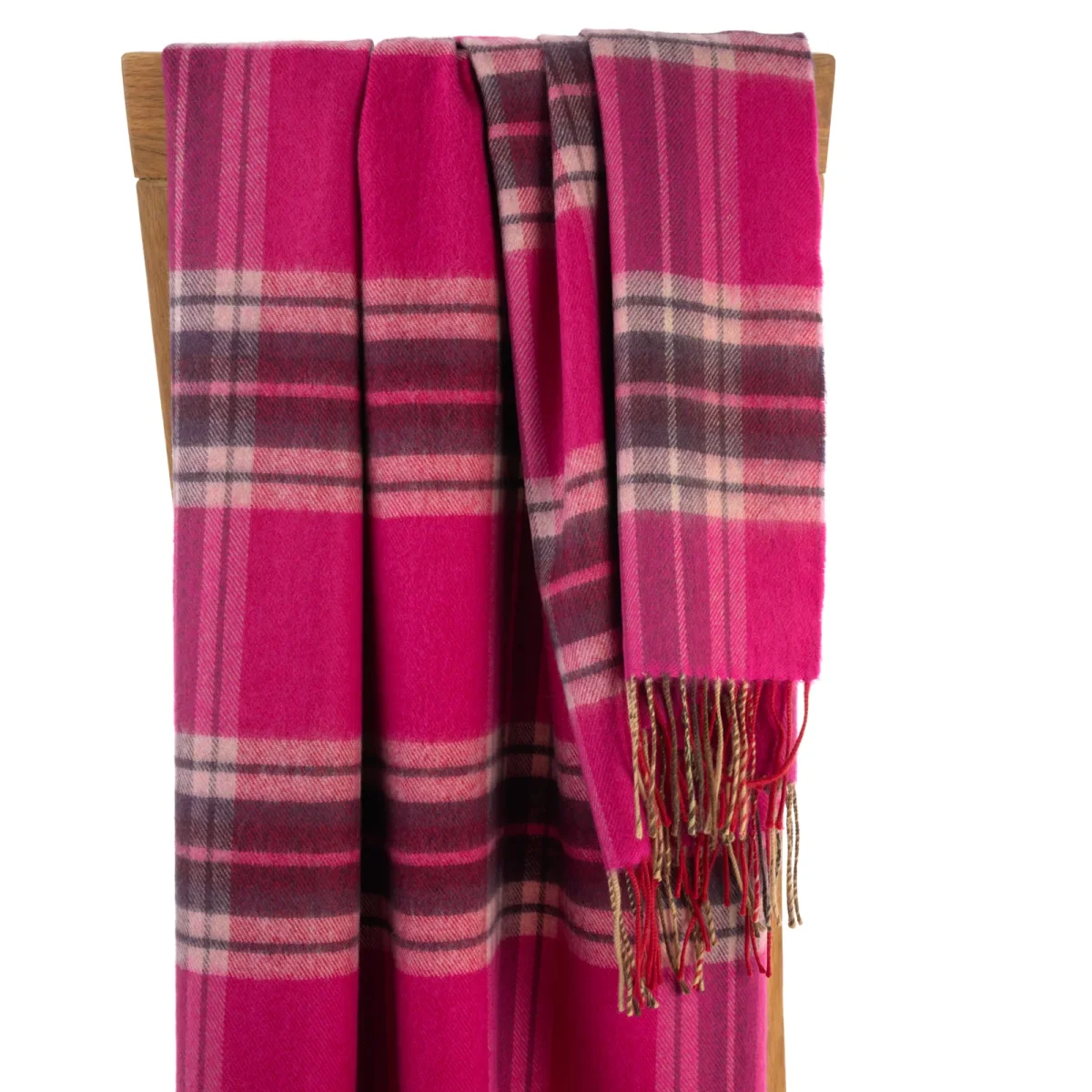 Breiter Schal aus feiner Schurwolle (Merino) - Pink – Bild 4